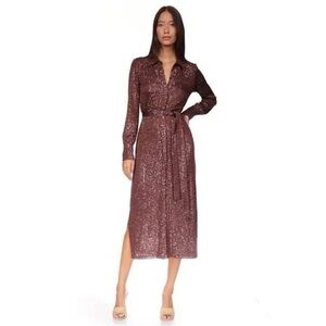 CARA CARA XS Margaret Rum Raisin sequins Dress New Without Tags